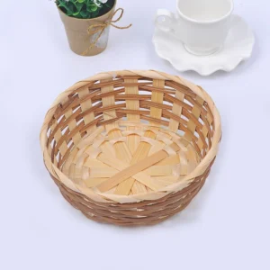 Handmade Round Bamboo Rattan Snacks Basket 17cm x 6cm