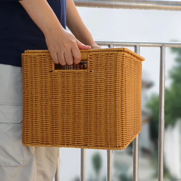 Handmade Wicker Storage Basket with Lid