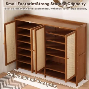 Bamboo Rattan Shoe Cabinet Multi Layer