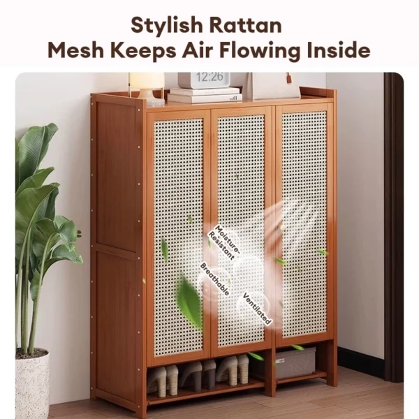 Bamboo Rattan Shoe Cabinet Multi Layer