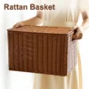 Washable Rattan Laundry Hamper with Lid