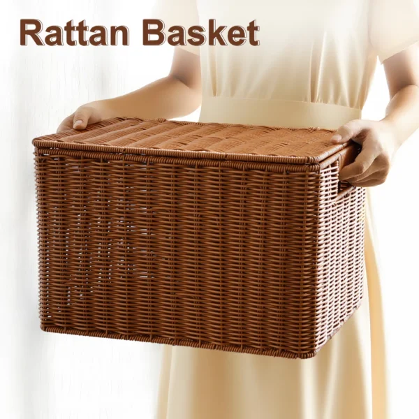 Washable Rattan Laundry Hamper with Lid
