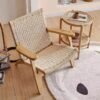 Solid Wood Woven Lounge Armchair