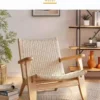 Solid Wood Woven Lounge Armchair
