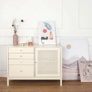 MODA Ivory Rattan Dresser Cabinet