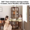 Rotating Bamboo Rattan Bookshelf
