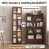 Rotating Bamboo Rattan Bookshelf