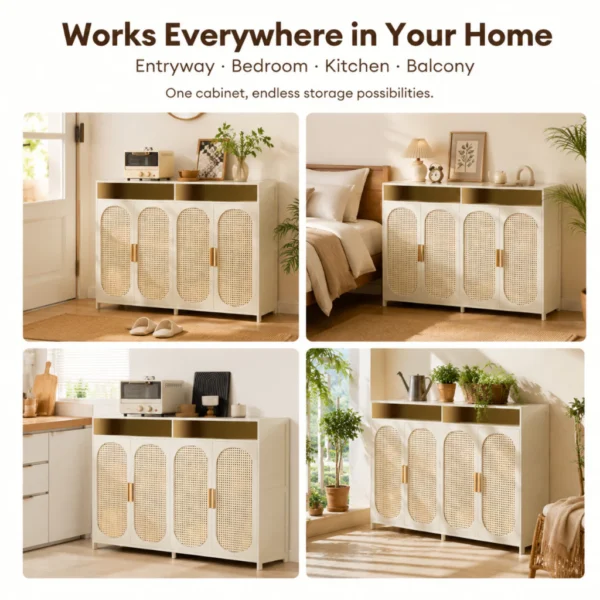 Rattan Bamboo Shoe Cabinet