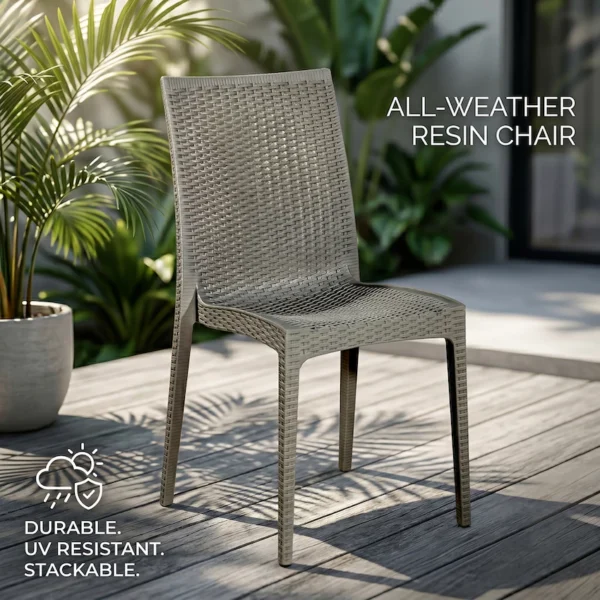 Woven Rattan Stackable Outdoor Chair