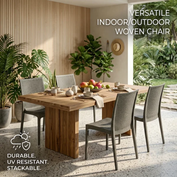 Woven Rattan Stackable Outdoor Chair
