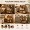 Bamboo Rattan Trolley Storage Rack