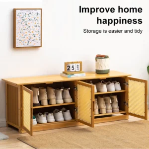 Rattan Shoe Cabinet 4 Doors