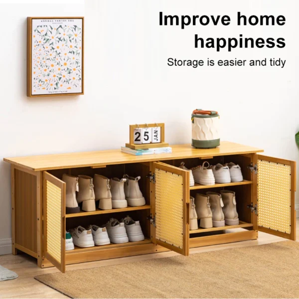 Rattan Shoe Cabinet 4 Doors