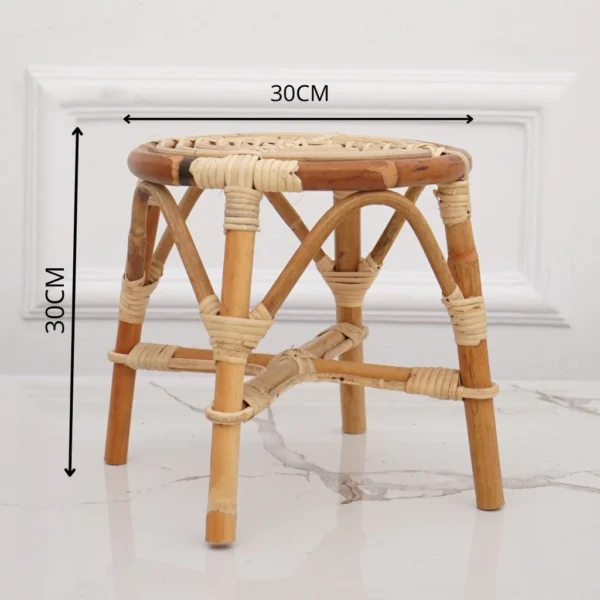 Round Rattan Woven Stool W30cm H30cm